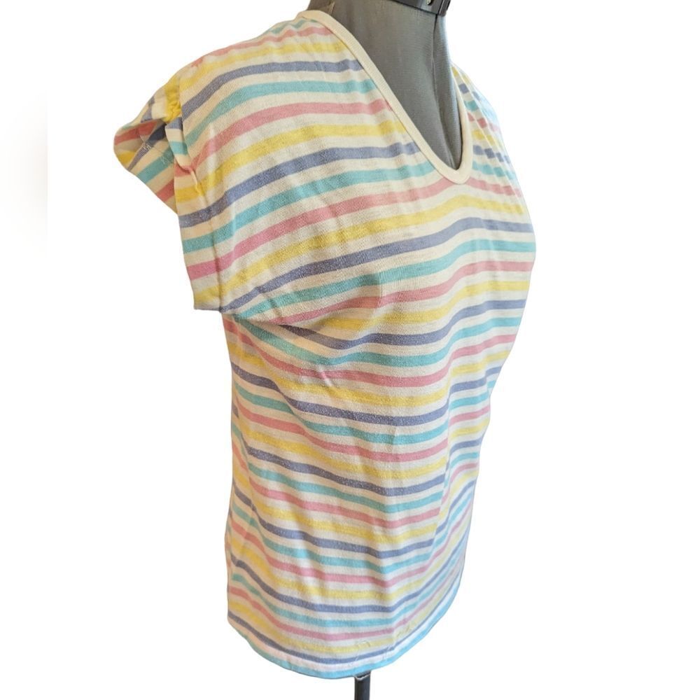 Vintage Activewear pastel rainbow‎ striped knit women's top large